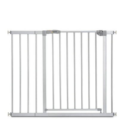 Hauck Stop N Stop 2, Silver - Stair and Door Safety Gate 96-101 cm - Childproof barrier without drilling - Manual one-hand opening - for indoor use only - Also suitable for dogs.
