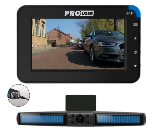 Per User Solar Rear View Camera System DRC4310 SOLAR: digital wireless backup camera set with LCD display (4.3" monitor) and battery with built-in solar panel - easy installation.