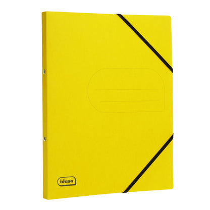 Idena 11097 - Eco cardboard ring binders in DIN A4 size, 12 colorful folders with 20mm spine width and 2-ring mechanism, diagonal rubber band.