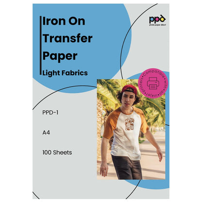 PPD 100xA4 Inkjet Premium Transfer Paper for light fabrics, iron, and heat press PPD-1-100