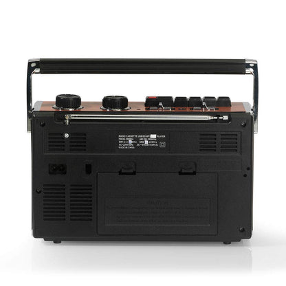 Ricatech PR85-80s cassette recorder, AM/FM/SW radio, USB, SD card slot, built-in microphone, auto stop, portable, 1x8 watt built-in speakers, headphone jack.