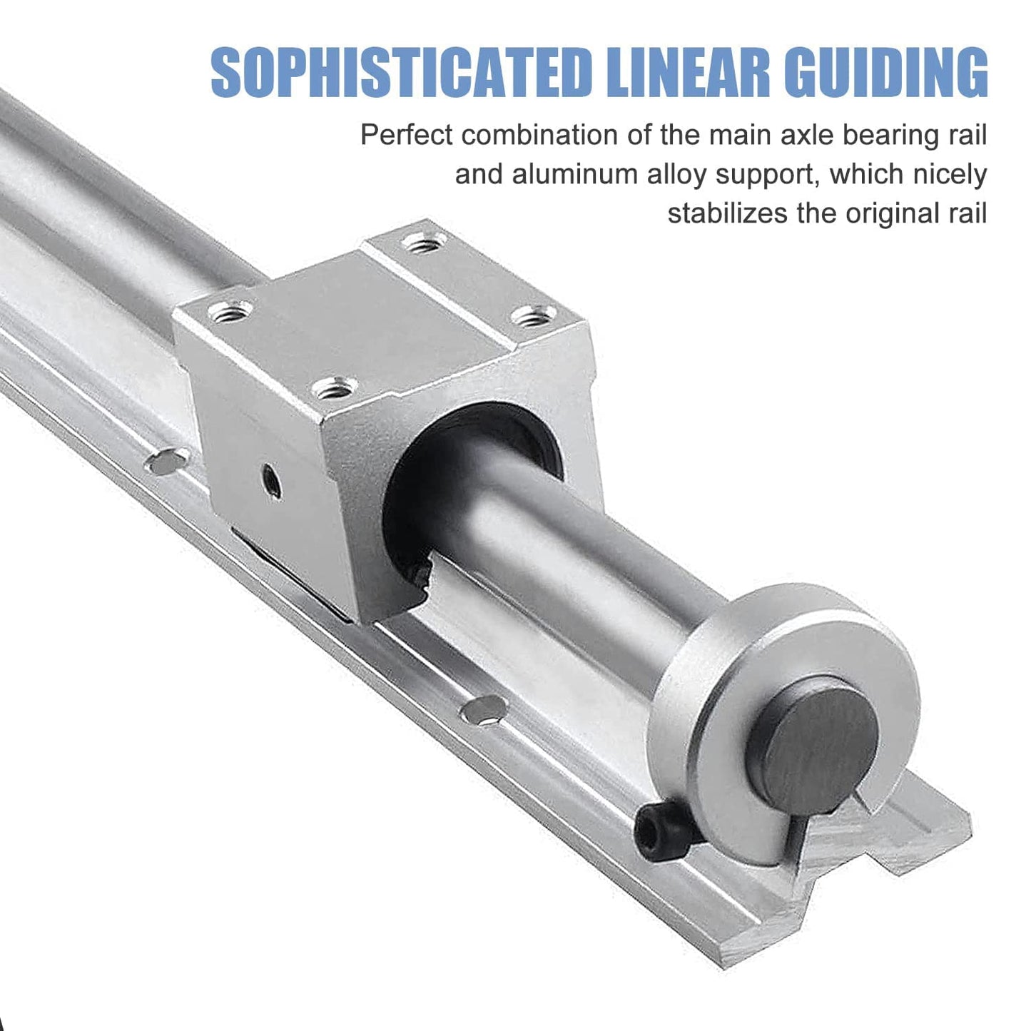CNCMANS 2 pieces SBR20 1200mm linear guide rail with 4 pieces SBR20UU linear bearings and 4 pieces 20mm stop rings for 3D printers.
