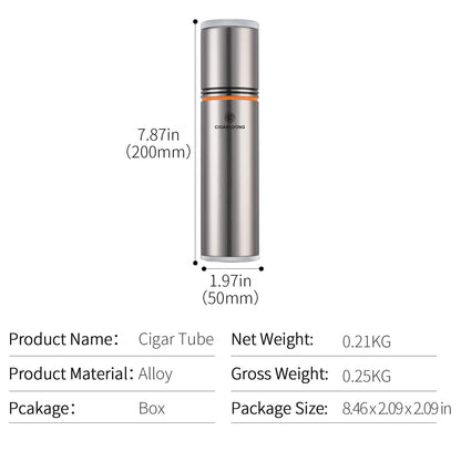 CIGARLOONG Cigar Cooler, portable, travel cigar, sealed, stainless steel, with humidifier (Color: Yellow)