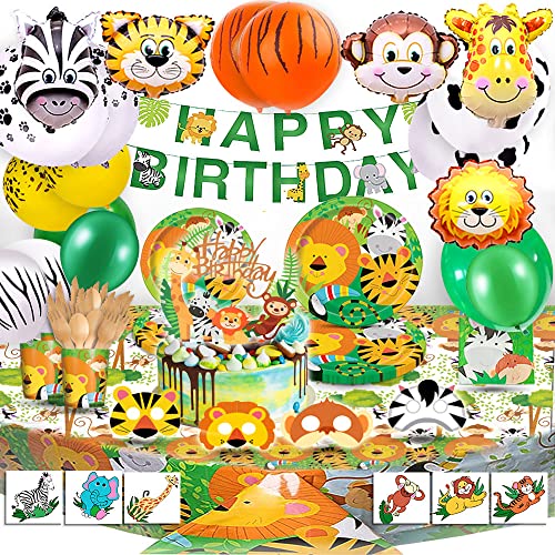 Bea's party jungle decoration kids' safari birthday party tableware set paper plates animals Birthday decorations balloons forest animals biodegradable party tableware paper cups safari jungle animal decoration