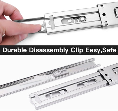 HLC Full Extension Drawer Slides 6 pairs (12 pieces), 50cm Soft Close Slides for Drawers, Ball Bearing Slides 3-fold fully extendable Side Mount Drawer Guides.