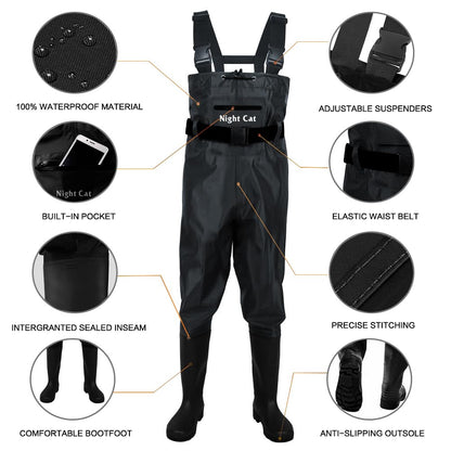 Night Cat Chest Waders Men Women Chest Waders with Boots Waterproof Breathable Crosswater Waders