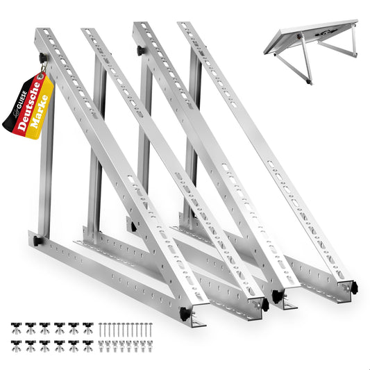 2 sets GLIESE balcony solar mounting brackets 114 cm, aluminum solar module mounting, solar panel mounting, PV module mounting, suitable for flat roofs, balconies, walls, etc.
