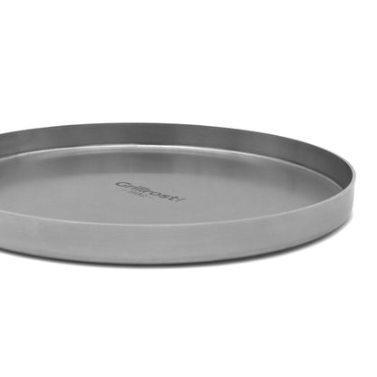 Stainless steel grill plate - Plancha Round 40cm - Solid stainless steel for charcoal and gas grills