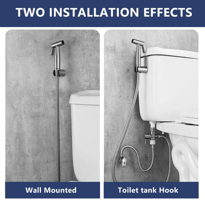 OOCOME Bidet Handheld Sprayer Toilet, Bathroom Bidet for Bidet Faucets WC Toilet with G1/2" T-Valve Stainless Steel Shower Head Bidet Sprayer Shower Spray for Bathroom, Toilet & Pets