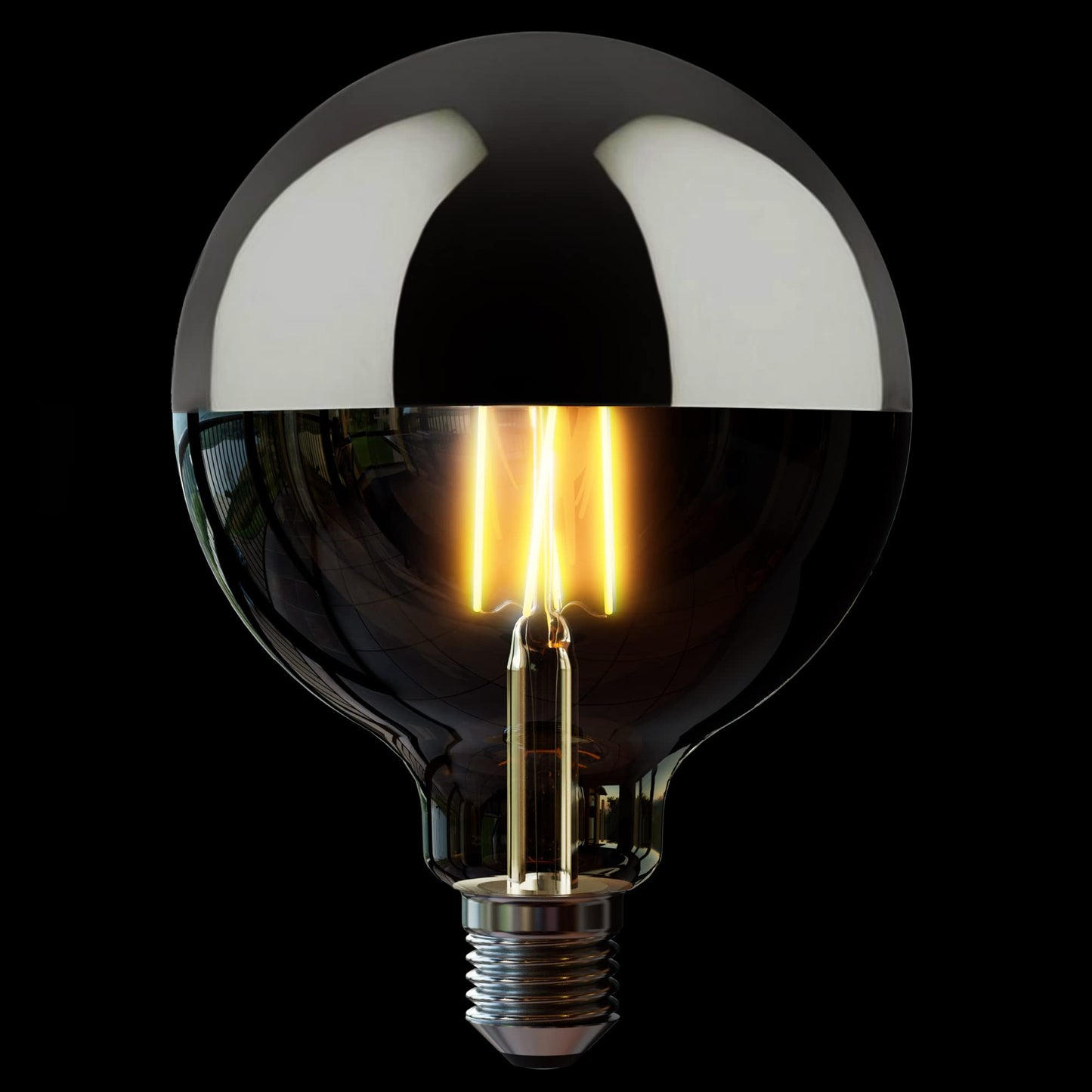 SSC-LUXon 2 Pieces SINO Mirror Head Bulb LED with warm white light E27 Socket - Globe XL Mirror Head Lamp silver 5W