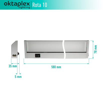 Octaplex lighting LED under cabinet light kitchen aluminum 10W 230V neutral white 4000K 60cm swiveling under cabinet lighting Rota 800lm LED light strip with switch