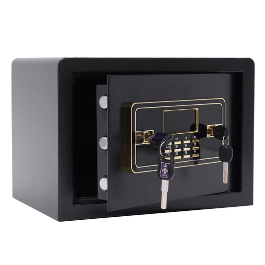 22L safe lockbox with fireproof waterproof money bag, electronic safe with keypad, digital furniture safe with LED light home safe for money jewelry documents