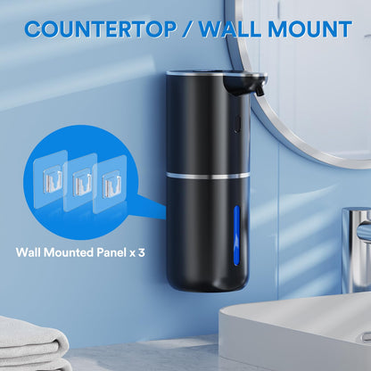 Amyzavls Automatic Soap Dispenser with Digital Display, Touchless 380ml Soap Dispenser Wall Mount with Sensor, USB Rechargeable for Bathroom, Kitchen