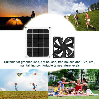 EVTSCAN solar-powered roof ventilation system, powerful fan and 10W solar panel set for greenhouse, pet dog chicken house, attic, gable, and storage cooling ventilation.