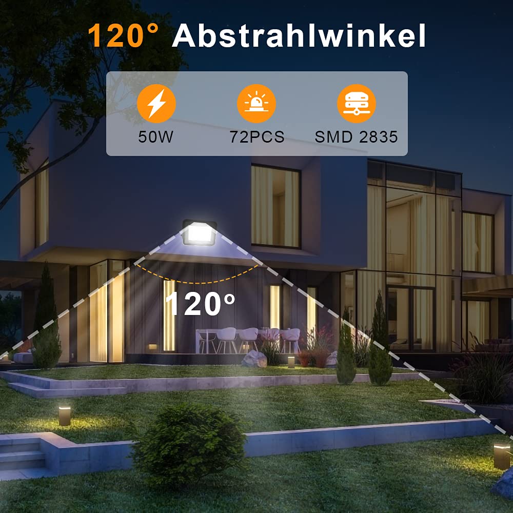 Lospitch 10-pack 50W LED spotlight Outdoor, 8500LM Super Bright Outdoor spotlight, IP66 Waterproof LED Floodlight, 3000K Warm White Spotlight Floodlight, Outdoor lamp for courtyards, garage, hotel, sports field, garden.