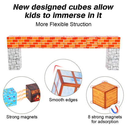 HOTUT Magnetic Building Blocks, 96 Pieces Magnetic Toy, Build Mine Magnetic World Set, Magnet Montessori Toy for Boys Girls