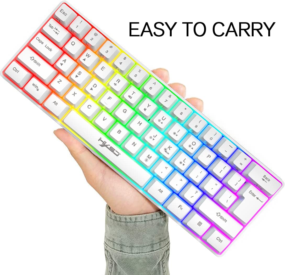 60% wired RGB gaming keyboard, 61-key mini keyboard with 11 RGB Chroma backlighting, floating ABS keycaps, full anti-ghosting keys, mechanical USB keyboard