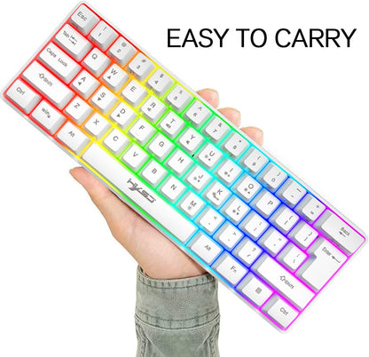 60% wired RGB gaming keyboard, 61-key mini keyboard with 11 RGB Chroma backlighting, floating ABS keycaps, full anti-ghosting keys, mechanical USB keyboard