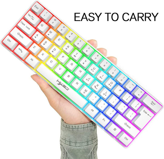 60% wired RGB gaming keyboard, 61-key mini keyboard with 11 RGB Chroma backlighting, floating ABS keycaps, full anti-ghosting keys, mechanical USB keyboard