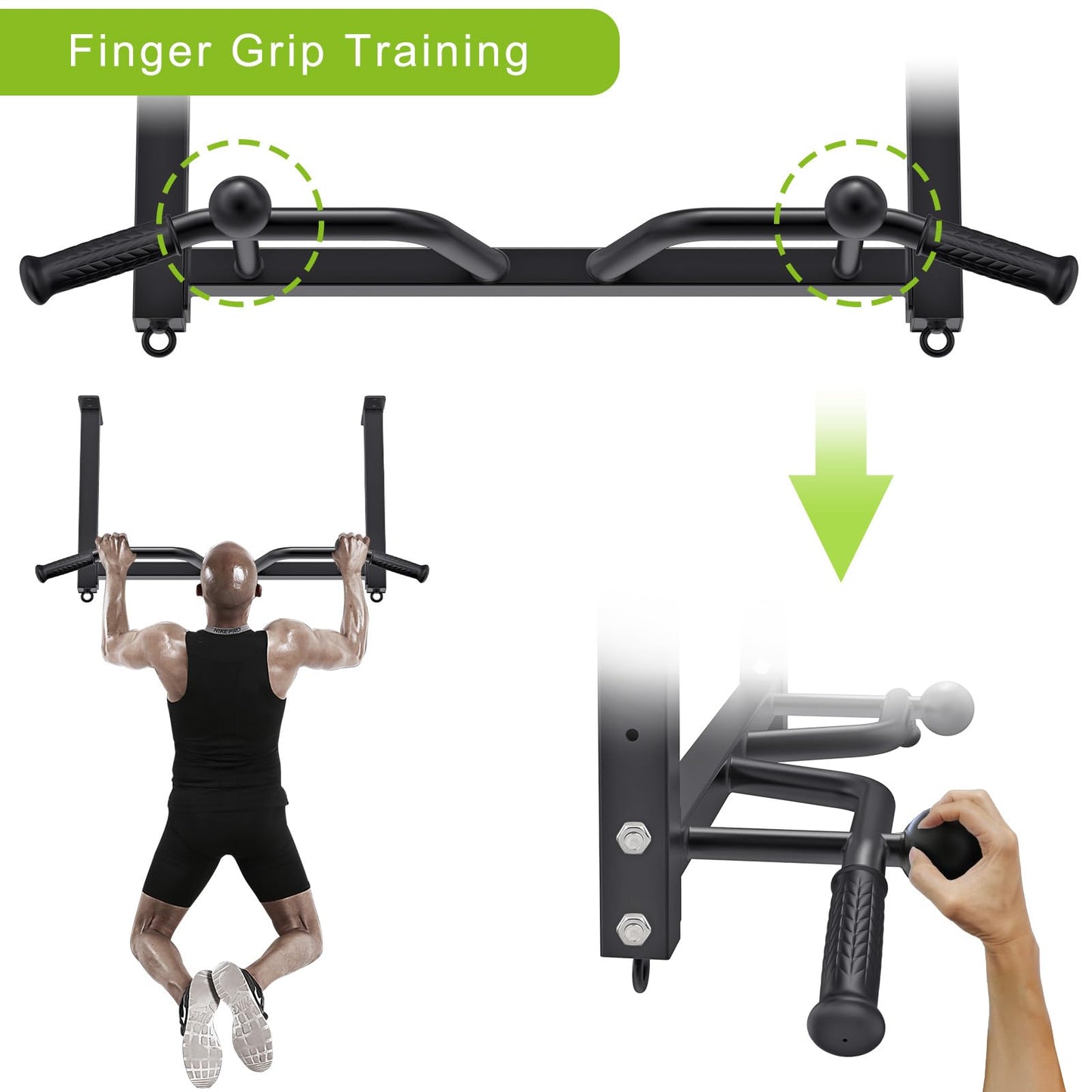 Kipika Heavy Duty Ceiling Mounted Pull Up Bar, Highly Adjustable, Multifunctional Chin Up Bar, Body Workout Home Gym System