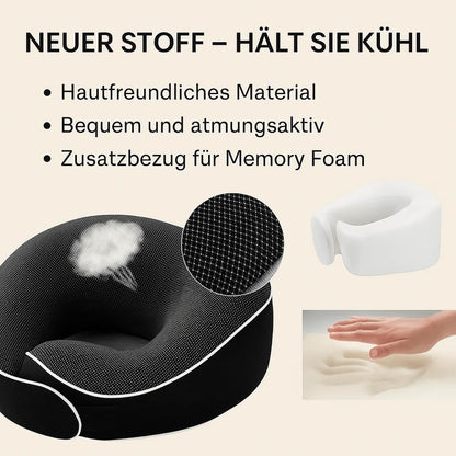 KÖHAIR neck pillow supports you during your restful night sleep after your hair transplant - Innovative travel neck pillow | Incredibly compact for relaxed travels on plane and car.