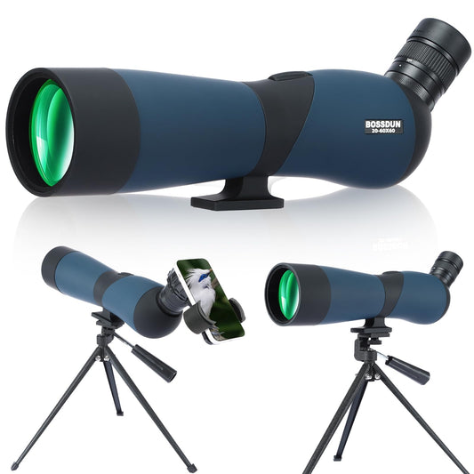 Target Shooting Spotting Scope - HD spotting scope with tripod carrying case & smartphone holder - BAK4 waterproof spotting scope for bird watching hunting wildlife scenery hunting wild animals stargazing (20-60x)