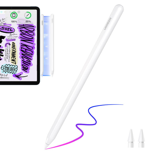 UGREEN pencil for iPad 2nd generation, magnetically wirelessly charges, fast charging, tilt sensitivity, palm rejection stylus pencil for iPad Pro 11" 4/3/2/1, 12.9" 6/5/4/3, iPad Air 4/5, iPad mini 6.