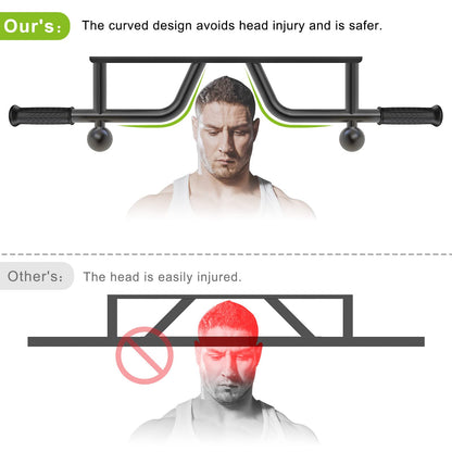 Kipika pull-up bar for wall mounting in home gyms. Suitable for various strength exercises. Supports up to 200 kg. Can also be used in doorways.