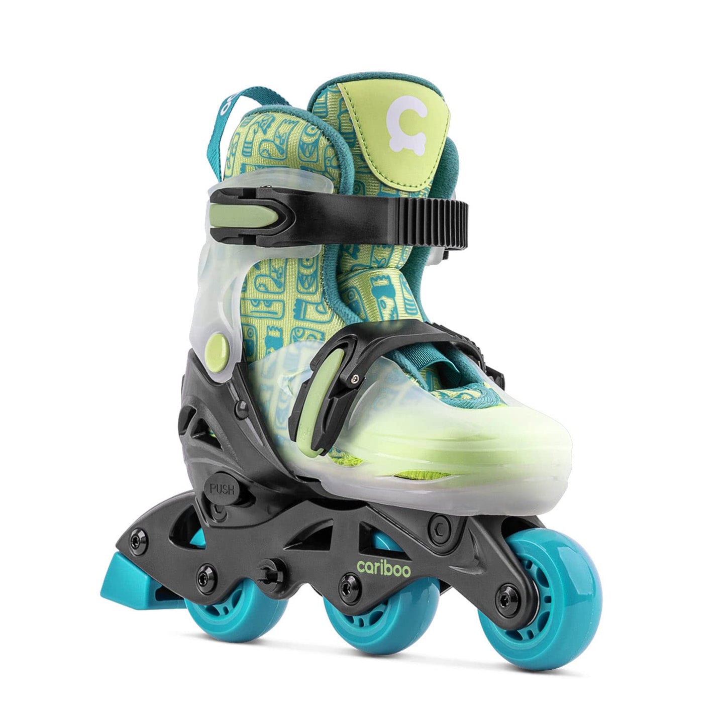 Cariboo Step One Inliner for Kids, roller skates for children, adjustable inline skates for girls and boys, with side support wheels, adjustable size.