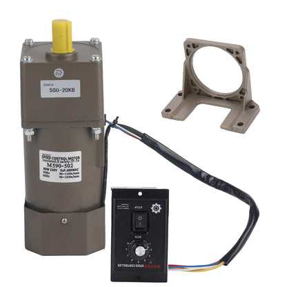 AC 220V 90W motor with adjustable speed. Continuously adjustable frequency converter motor with gearbox controller and bracket (20K).