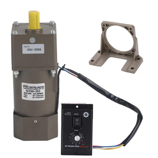 AC 220V 90W motor with adjustable speed. Continuously adjustable frequency converter motor with gearbox controller and bracket (20K).