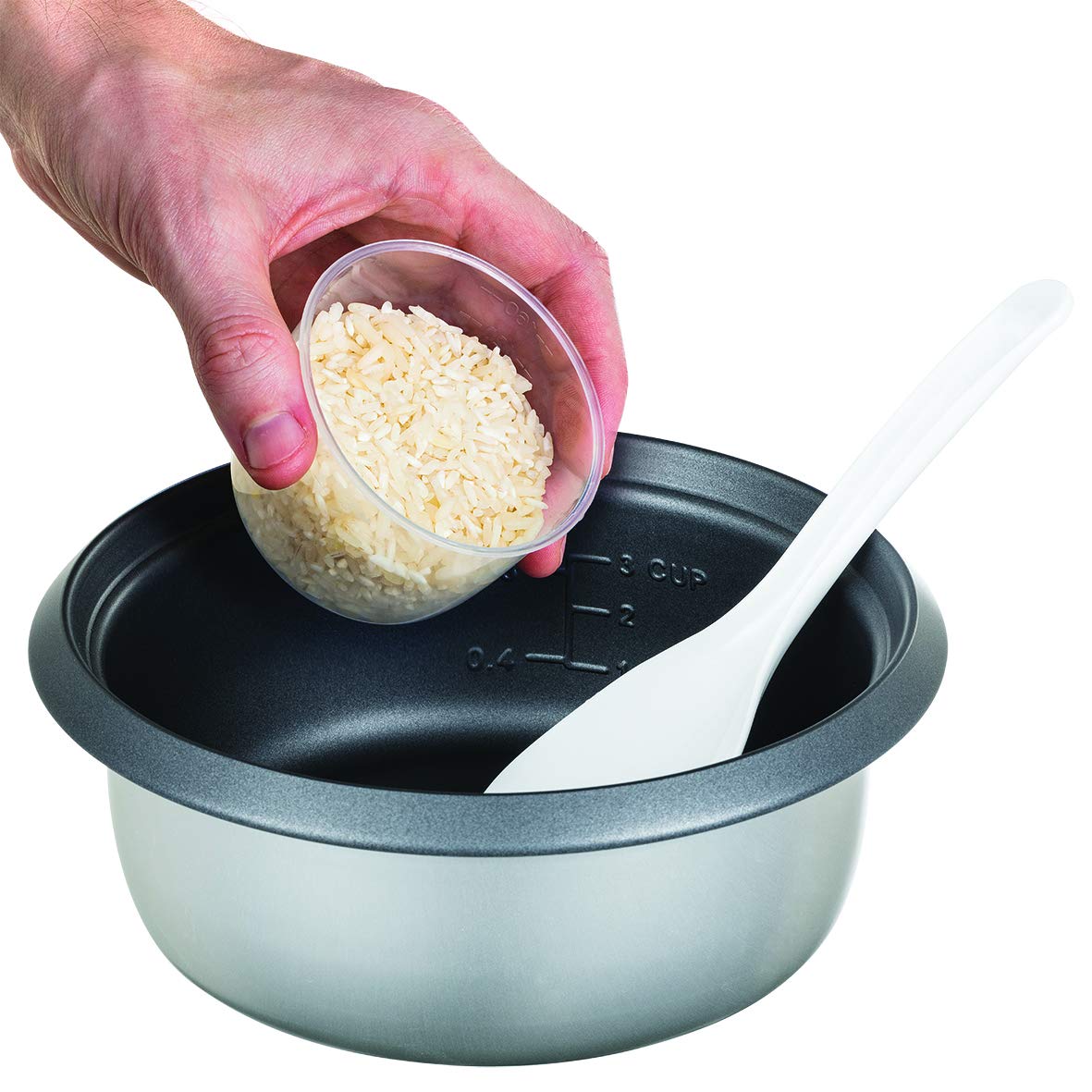 Russell Hobbs rice cooker small [medium] 0.8l (including steamer insert, keep warm function, non-stick cooking pot, rice spoon & measuring cup) slow cooker for vegetables & fish 27030-56