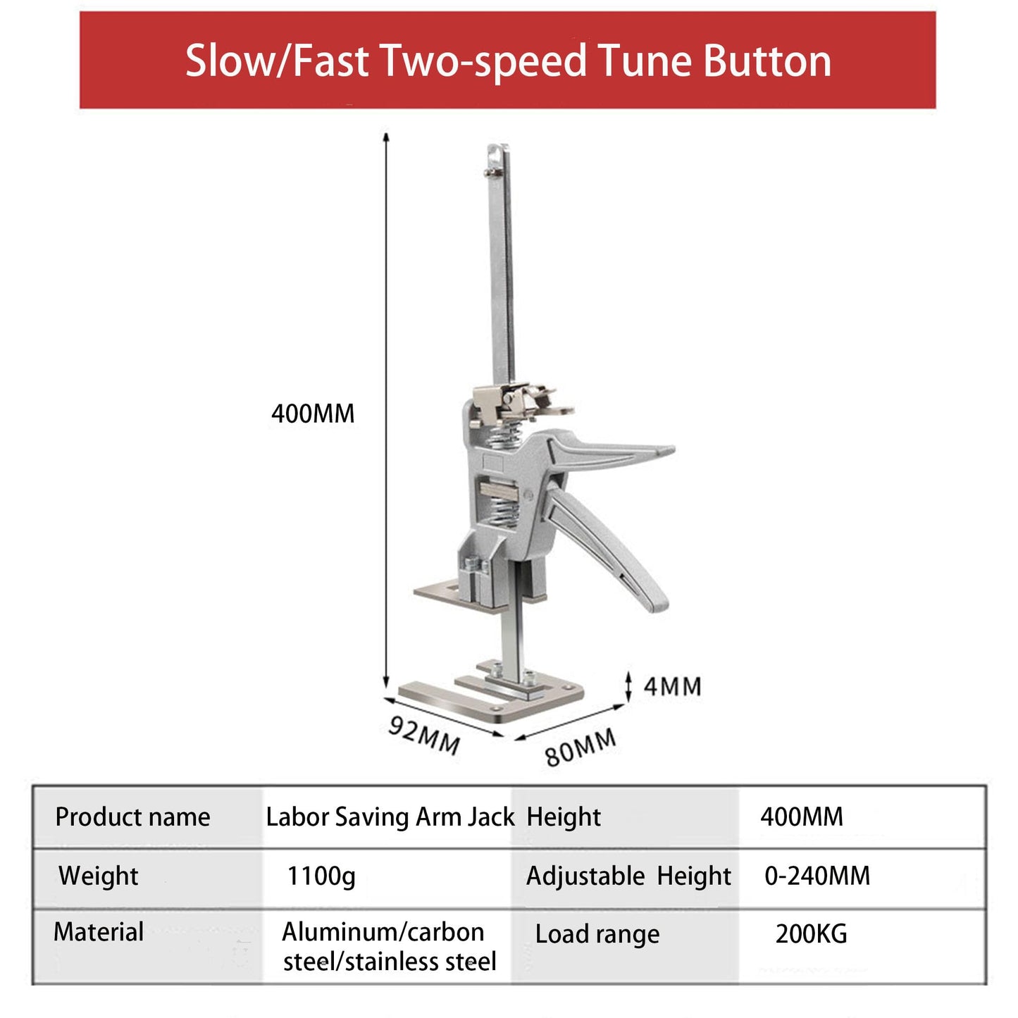 2 pieces Updated 40cm labor-saving arm lifter | One-handed assembly tool | for carrying out heavy work with only one person | Mounting tool lifting tool tool, 200 kg lifting capacity