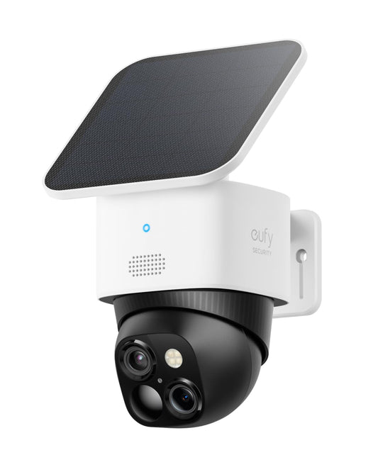 eufy Security SoloCam S340, outdoor surveillance camera, 360° monitoring, no blind spots, outdoor battery-powered surveillance camera, solar, 2.4GHz WiFi, free use, compatible with HomeBase 3