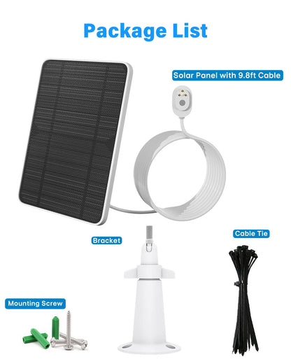 Solar panel compatible with Pro 4, Pro 3, Ultra, Ultra 2 & Floodlight outdoor security cameras. 5V4W solar panels charge IP65 weather-resistant with 3m magnetic charging cable, adjustable bracket, 2 pack.