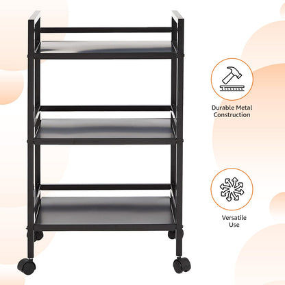 Amazon Basics Metal Serving Cart, 3 Levels, Black