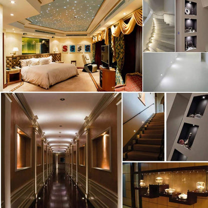 kpslucerna Mini LED Spot recessed ceiling light 9 pieces 12V 1W, the built-in lamp, IP65 spot, Built-in ceiling light for kitchen, stairs, closet, hallway (Black cover warm white 120°)