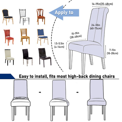 Ruucy Chair Covers Velvet XL 4 Pack, Stretch Chair Cover for Dining Chairs, Washable Armchair Cover Universal Chair Slipcover for Dining Room, Hotel, Banquet, Wedding, Party (Black)