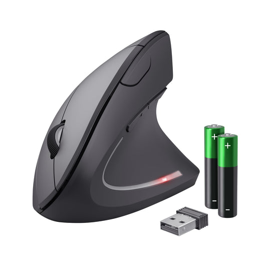 Trust Verto Wireless Vertical Mouse, Wireless Ergonomic Mouse, Prevention of Mouse Arm/Tennis Elbow (RSI Syndrome), 800-1600 DPI, Wireless Mouse for Right-Handed, PC, Computer, Laptop, Mac, with Batteries.