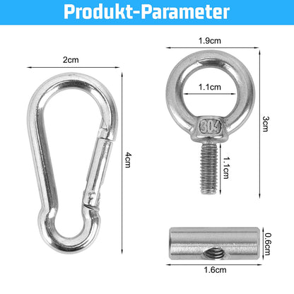 Homgaty keder rail hooks, 8 set 6mm stainless steel awning hooks keder stopper with carabiner, awning hook keder rail accessory for caravan, motorhome, trailer, campervan, boat, camping tent.