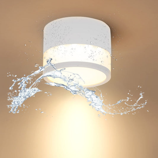 Temgin IP65 surface-mounted ceiling light in matte white, LED 12W 3000K warm white, aluminum ceiling spots, 230V Ø10cm mountable ceiling lamp for bathrooms.