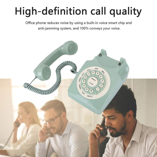 Dpofir's Green Vintage Telephone, classic retro landline phone in antique style, corded European phone with large buttons for home desk office decoration gift.
