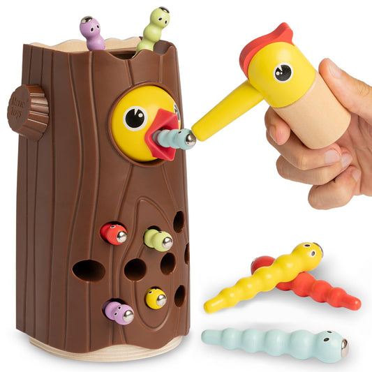 Nene Toys Little Woodpecker - Magnetic toy for kids aged 2 and up - Educational game for toddlers with colors & magnets - Toy to promote fine motor skills - Gift for 2-3 year old boys and girls