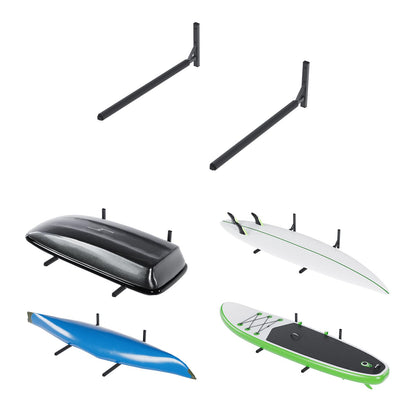 Roof box wall mount 82 cm WSB O black made of steel for storing roof boxes, garden tools, ski boxes, sports equipment, surfboards, and iSUPs.