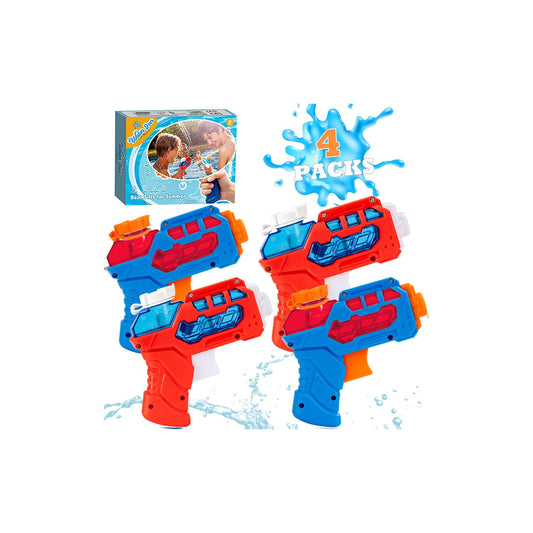4-pack water gun for kids, small mini water pistols super water blaster water squirt gun outdoor water toy summer pool beach for boys/girls - gift package (red & blue)