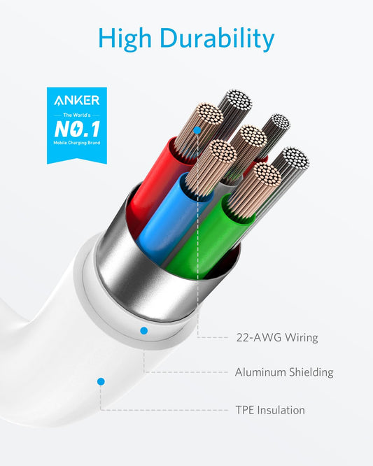 Anchor PowerLine II USB C Lightning Cable, USB C to Lightning Charging Cable 90cm MFi Certified, Fast Charging Cable for iPhone 14/13/12/11 Series, for Type-C Chargers, Supports Power Delivery (White)