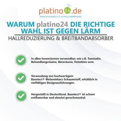 Platino24 Basotec G+ I Acoustic Panels 10 Pieces I Stylish Wall Panels in Light Grey I High-Quality Foam Acoustic Panels I Soundproofing Panels for Office, Studio & Home.