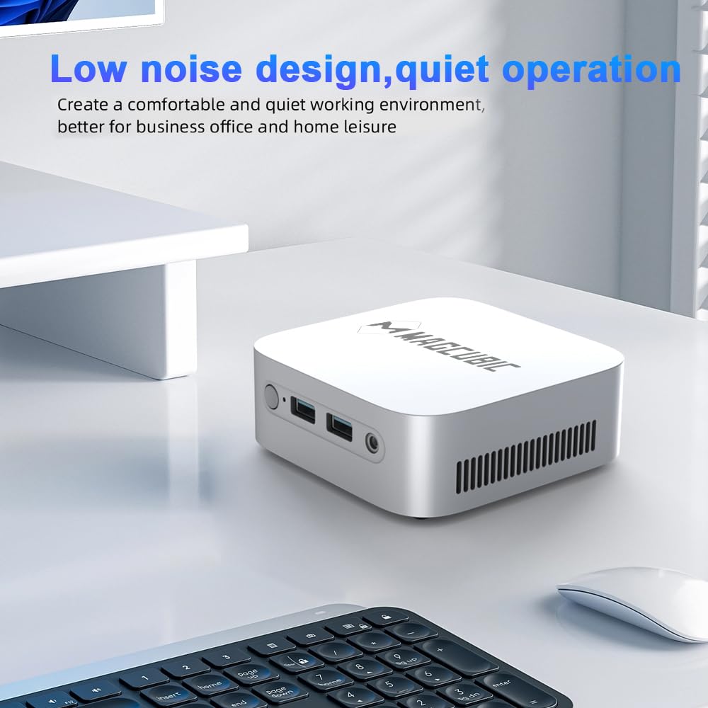 Magcubic Mini PC N150 (4C/4T, up to 3.6GHz) supports 16GB RAM 512GB M.2 SSD Mini PC Windows 11, Mini Computer 4K@60HZ UHD Dual Display HDMI+DP 1.4/Dualband WiFi/BT4.2/RJ45 for business, home theater.