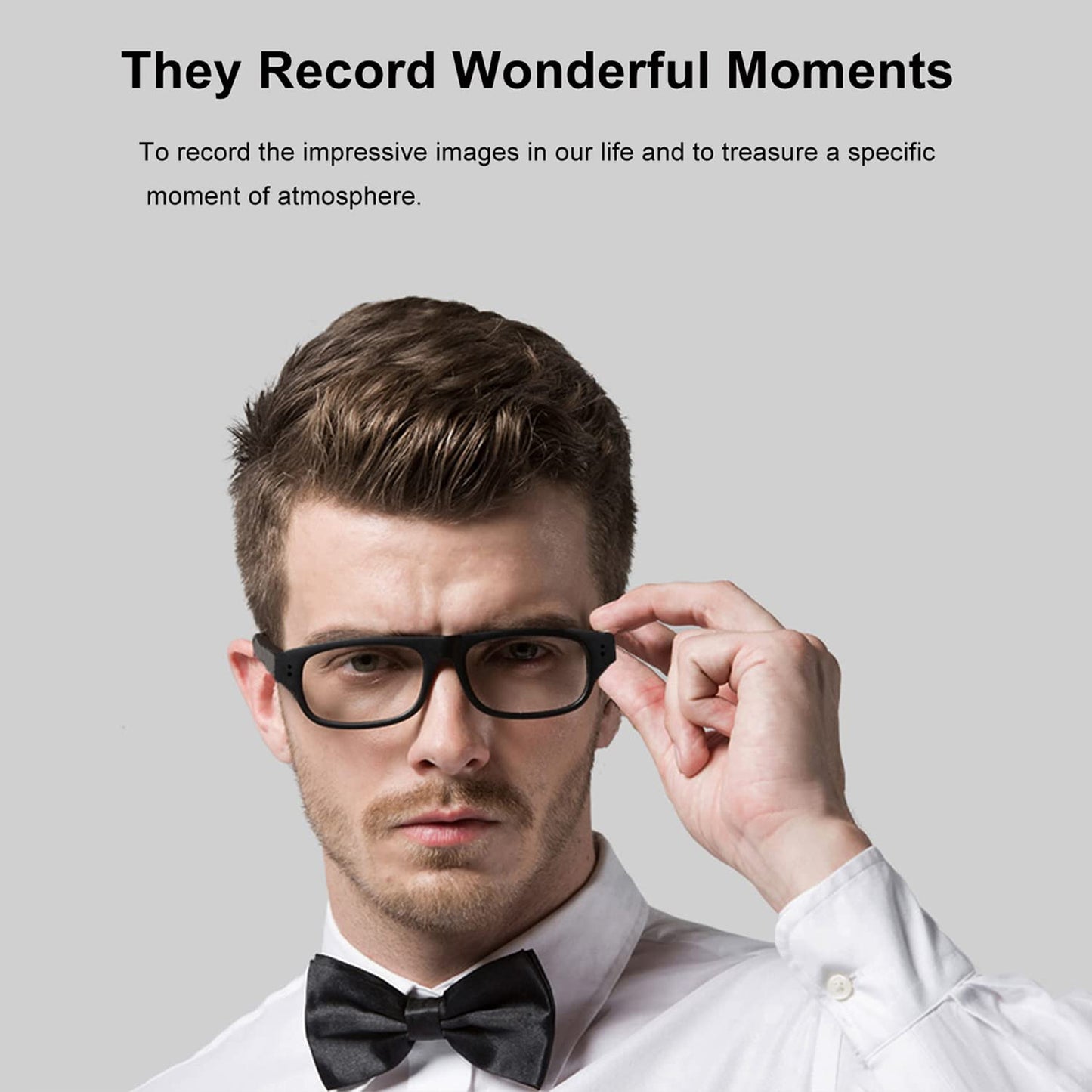 Spy camera glasses with video digital camcorder, supports TF card up to 32GB, fashionable 1080p glasses with hidden camera, portable video recorder.