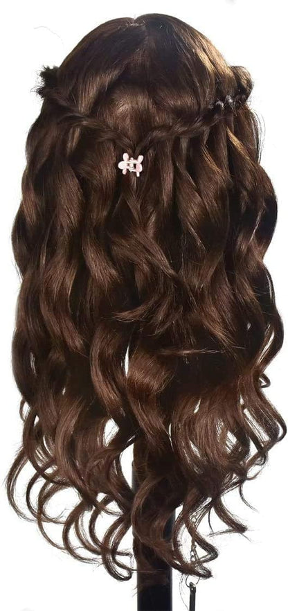 Practice head with 100% real hair, for professional styling, hairstyling, makeup practice doll, with screw clamp.